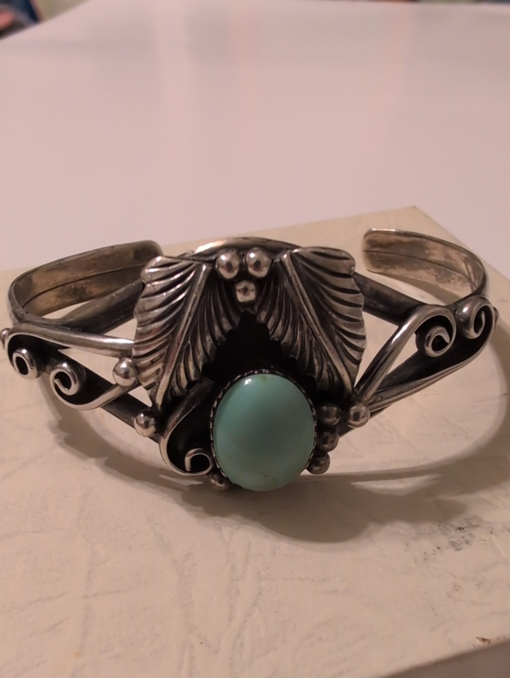 Sterling Silver Turquoise Cabochon Cuff Bracelet